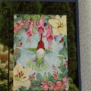 Hummingbird Garden Flag NEW In Package 12x18 Double‎ Sided Yard Decoration